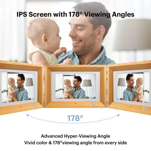 Alt view image 3 of 7 - 10.1 Inch Wood Digital Picture Frame with Remote Control, IPS Screen HD Display, Auto-Rotate, Wall Mountable, Programmable Auto On/Off, Enjoy Your Precious Moment in Slideshow, Black