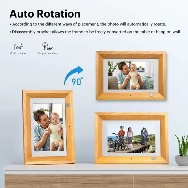 Alt view image 4 of 7 - 10.1 Inch Wood Digital Picture Frame with Remote Control, IPS Screen HD Display, Auto-Rotate, Wall Mountable, Programmable Auto On/Off, Enjoy Your Precious Moment in Slideshow, Black