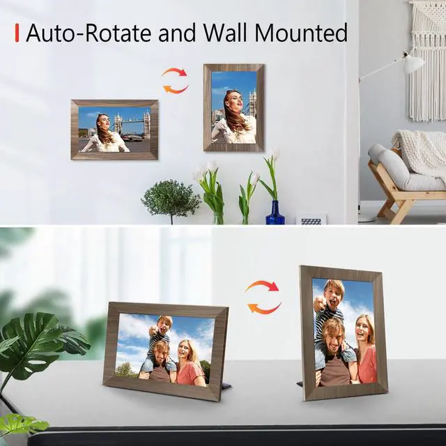 Alt view image 5 of 7 - WiFi Digital Picture Frame 10.1 Inch, IPS Touch Screen Smart Cloud Digital Photo Frame with 16GB Storage, Wall Mountable, Auto-Rotate, Share Photos from Anywhere Via App
