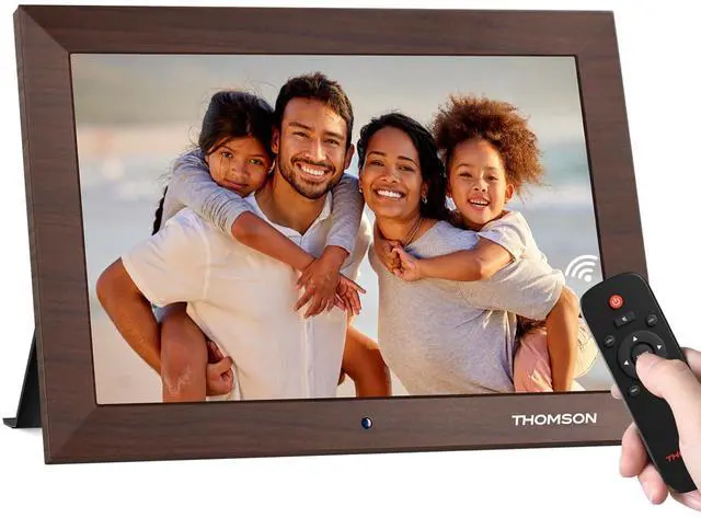 Main image of 10.1" Digital Picture Frame with Remote Control, 1280 * 800 IPS Full View Ultra Clear Screen, Wooden Frame, Share Videos Photos Send Wishes Auto-Rotate Slideshow Non-WiFi