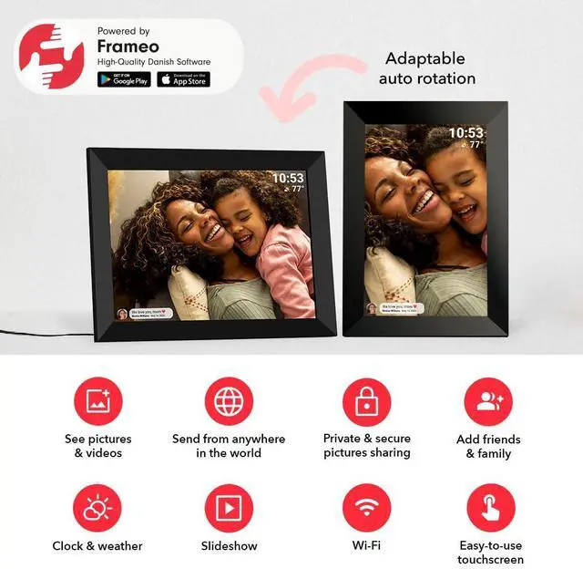 Alt view image 6 of 7 - 10.1 Inch WiFi Digital Picture Frame with 32GB Storage,1280 * 800P IPS HD Touch Screen,Send Photos/Videos from Your Phone Anywhere, Photo Gifts for Parents and Grandparents