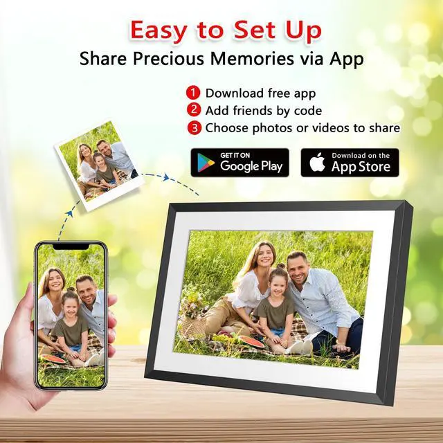 Alt view image 4 of 7 - 32GB 10.1 Inch WiFi Digital Picture Frame with 1280x800 HD IPS Touch Screen, Send Photo or Videos via App or Email,Support USB Drive/SD Card Extend Storage,Auto-Rotate,Wall Mountable