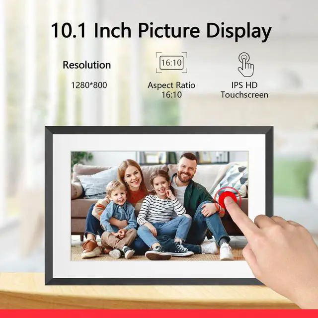 Alt view image 5 of 7 - 32GB 10.1 Inch WiFi Digital Picture Frame with 1280x800 HD IPS Touch Screen, Send Photo or Videos via App or Email,Support USB Drive/SD Card Extend Storage,Auto-Rotate,Wall Mountable