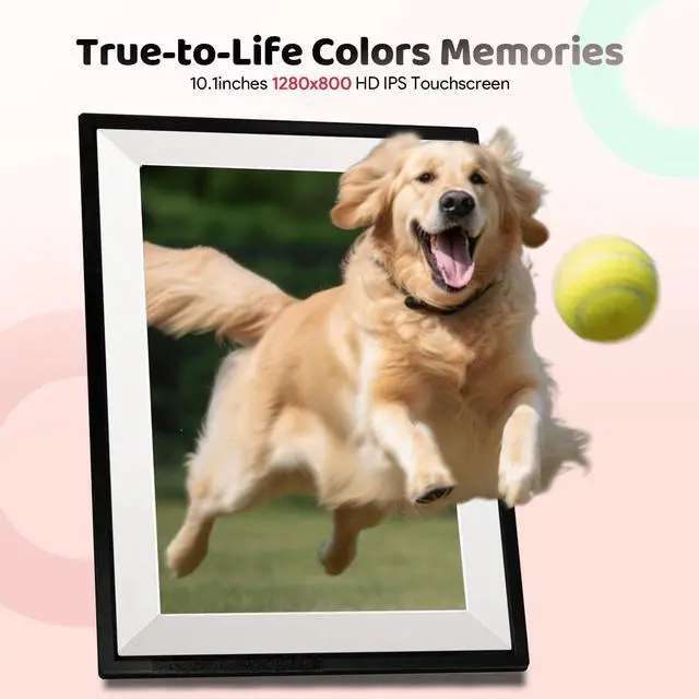 Alt view image 2 of 7 - 10.1 Inch WiFi Digital Picture Frame, Photo Frame Electronic HD IPS Touch Screen 1280x800 32GB, Wall Mountable Smart Cloud Slideshow, Send Photos from Your Phone Anywhere, Gifts for Parents