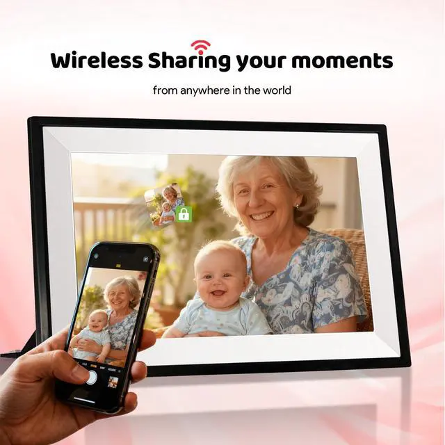 Alt view image 5 of 7 - 10.1 Inch WiFi Digital Picture Frame, Photo Frame Electronic HD IPS Touch Screen 1280x800 32GB, Wall Mountable Smart Cloud Slideshow, Send Photos from Your Phone Anywhere, Gifts for Parents