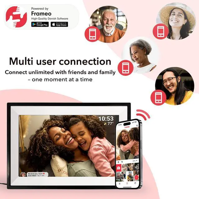 Alt view image 3 of 7 - 10.1 Inch WiFi Digital Picture Frame, Photo Frame Electronic HD IPS Touch Screen 1280x800 32GB, Wall Mountable Smart Cloud Slideshow, Send Photos from Your Phone Anywhere, Gifts for Parents
