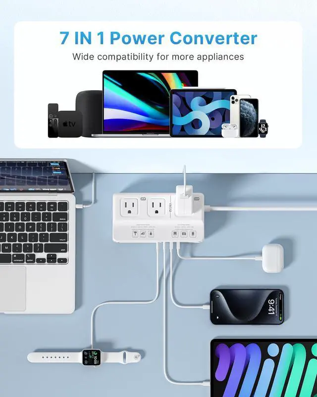 Alt view image 4 of 7 - 220V to 110V Voltage Converter, 2000W Universal Travel Adapter Voltage Converter US to Europe, International Step Down Transformer Power Converters Adapter Combo for EU UK JP AU in SA