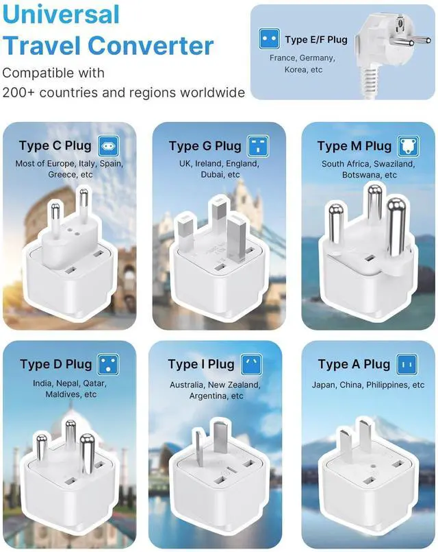 Alt view image 5 of 7 - 220V to 110V Voltage Converter, 2000W Universal Travel Adapter Voltage Converter US to Europe, International Step Down Transformer Power Converters Adapter Combo for EU UK JP AU in SA