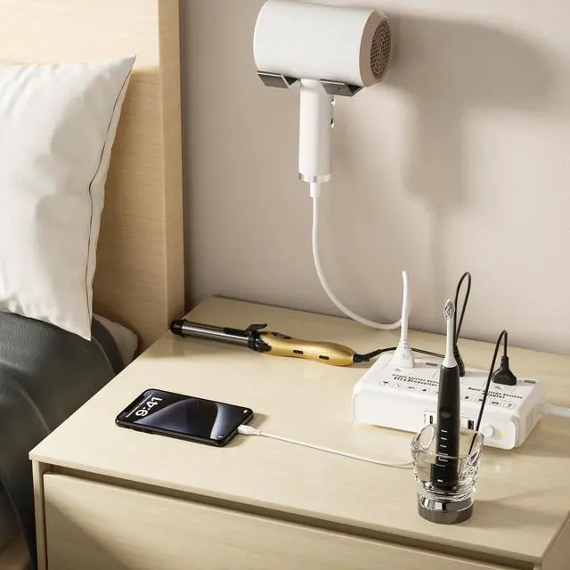 Alt view image 6 of 7 - 220v to 110v Travel Voltage Converter: International Universal Voltage Converter US to Europe Power Strip Plug Transformer - 2000W Electric Hair Dryer Step Down Outlet Converters for European UK EU