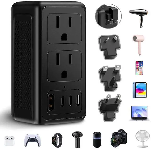 Main image of Upgraded 2000W 220V to 110V Voltage Converter US to Europe, Power Converter European Travel Converter for Hair Dryer, Power Converter Adapter Combo with 1 USB A 3 Type C for 160 Countries (1U3C)