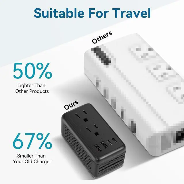Alt view image 4 of 6 - Upgraded 2000W 220V to 110V Voltage Converter US to Europe, Power Converter European Travel Converter for Hair Dryer, Power Converter Adapter Combo with 1 USB A 3 Type C for 160 Countries (1U3C)