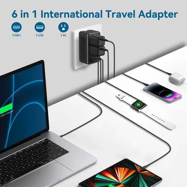 Alt view image 3 of 6 - Upgraded 2000W 220V to 110V Voltage Converter US to Europe, Power Converter European Travel Converter for Hair Dryer, Power Converter Adapter Combo with 1 USB A 3 Type C for 160 Countries (1U3C)