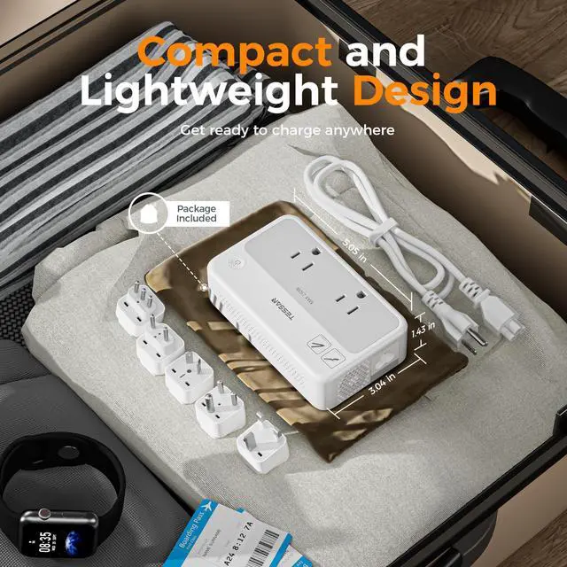 Alt view image 6 of 7 - 220V to 110V Voltage Converter, Universal Travel Power Adapter Combo with International Plug (Type C/G/D/I/L), 2AC 4 USB Ports(1 USBC)230W Max Step Down Transformer for US to Europe