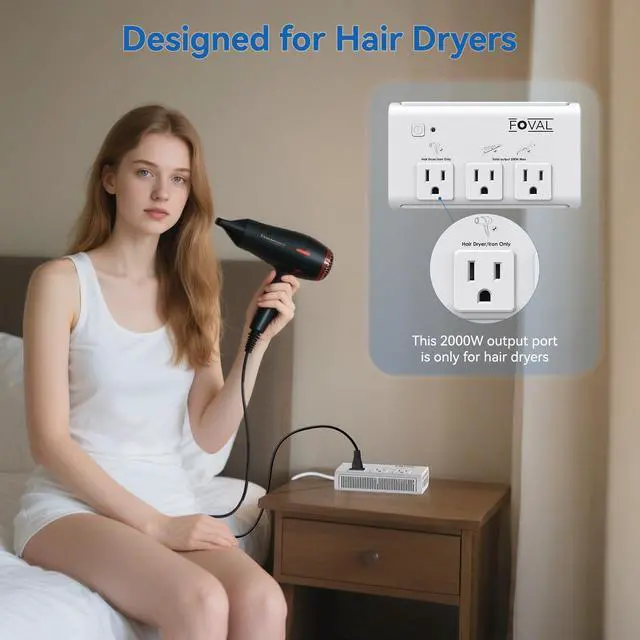 Alt view image 2 of 7 - 220V to 110V Travel Voltage Converter, 2000W Power Converter for Hair Dryer, Straightener/Curling Iron with 4-Port USB (1 USB C), Step Down Transformer for US/EU/UK/AU/SA/Italy/India