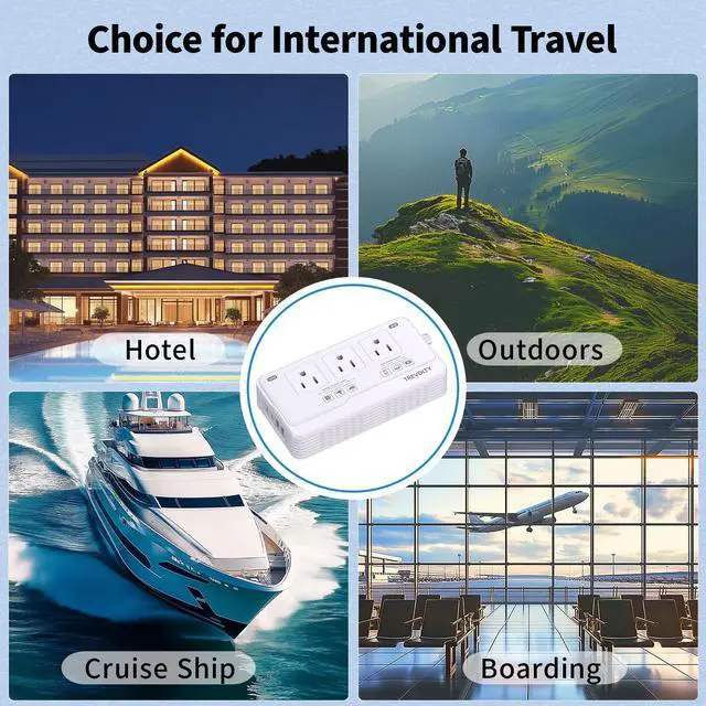 Alt view image 7 of 7 - 2000W Voltage Converter US to Europe, 220V to 110V Converter for European Travel, Power Adapter for Hair Dryer, European Travel Plug Adapter with 3 AC 2 USBC 2 USBA Ports & EU/UK/AU/IT Plugs (White)