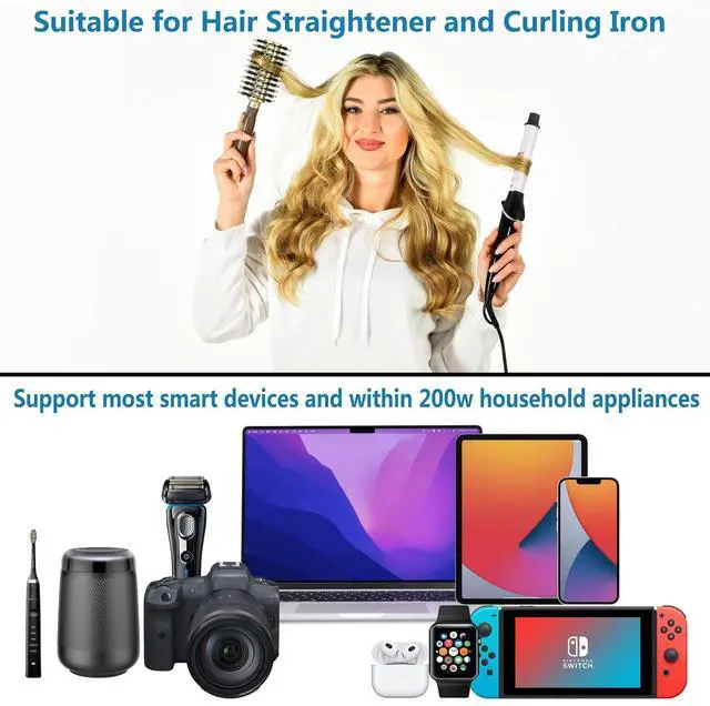 Alt view image 5 of 7 - 220V to 110V Converter Travel Adapter, FOVAL International Step Down Power Converter for Hair Straightener/Curler with 18W USB-C Port Voltage Converter US to Europe Italy UK AU China Plug (White)