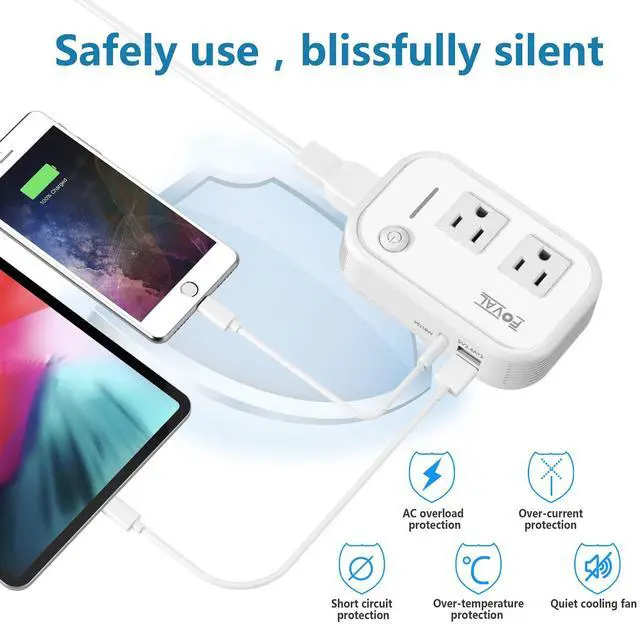 Alt view image 7 of 7 - 220V to 110V Converter Travel Adapter, FOVAL International Step Down Power Converter for Hair Straightener/Curler with 18W USB-C Port Voltage Converter US to Europe Italy UK AU China Plug (White)