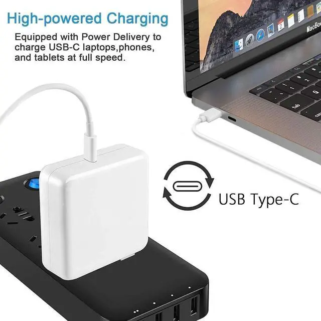 Alt view image 4 of 7 - MacBook USB C Charger for MacBook Air/MacBook Pro/Mac Charger USB C Laptop Chargers, 96W Mac Book Pro Charge Block, USBC Computer Power Adapter, Included Type C Cable