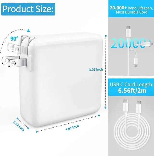 Alt view image 2 of 7 - Charger 96W USB C Charger for MacBook Pro 16, 15, 14, 13 inch 2024, 2023, 2022, 2021, M3 M2 M1 Mac Book Air USB C Laptop Power Adapter with LED, 5A Cable Charging