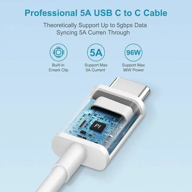 Alt view image 4 of 7 - Charger 96W USB C Charger for MacBook Pro 16, 15, 14, 13 inch 2024, 2023, 2022, 2021, M3 M2 M1 Mac Book Air USB C Laptop Power Adapter with LED, 5A Cable Charging