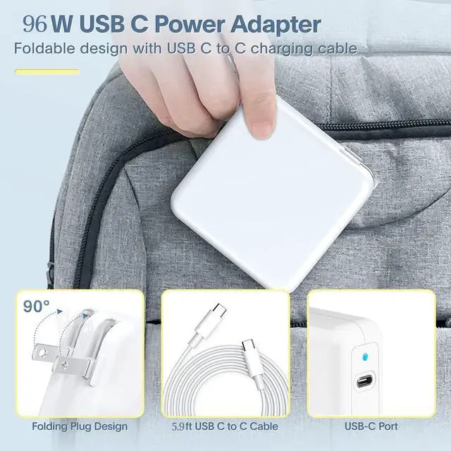 Alt view image 7 of 7 - Charger 96W USB C Charger for MacBook Pro 16, 15, 14, 13 inch 2024, 2023, 2022, 2021, M3 M2 M1 Mac Book Air USB C Laptop Power Adapter with LED, 5A Cable Charging