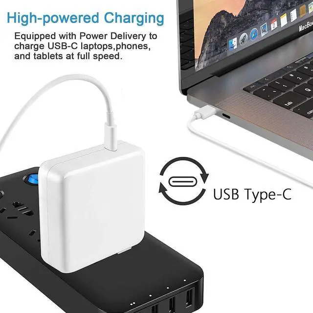 Alt view image 4 of 7 - Charger - 96W USB C Laptop Fast Charger for MacBook pro & MacBook Air 13, 14, 15, 16 inch, iPad Pro, Samsung, Dell, Tablet, Computer, Usbc Charge Block Include Type C Cable