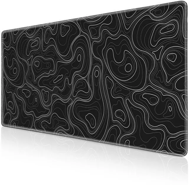Main image of Black Mousepad, Large Mouse Pad XXL 35.4×15.7in, Extended Computer Keyboard Mouse Mat Desk Pad for Laptop with Stitched Edges, Waterproof Mousepad for Gamer Home&Office Women