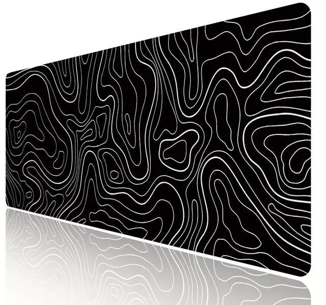 Main image of Large Gaming TOPO Keyboard Mouse Pad Black Topographic Mouse Pad with Anti-Slip Rubber Base, Extended XXL Long Gaming Mousepad Big Mouse Pads for Desk,31.5 X 11.8 Inch