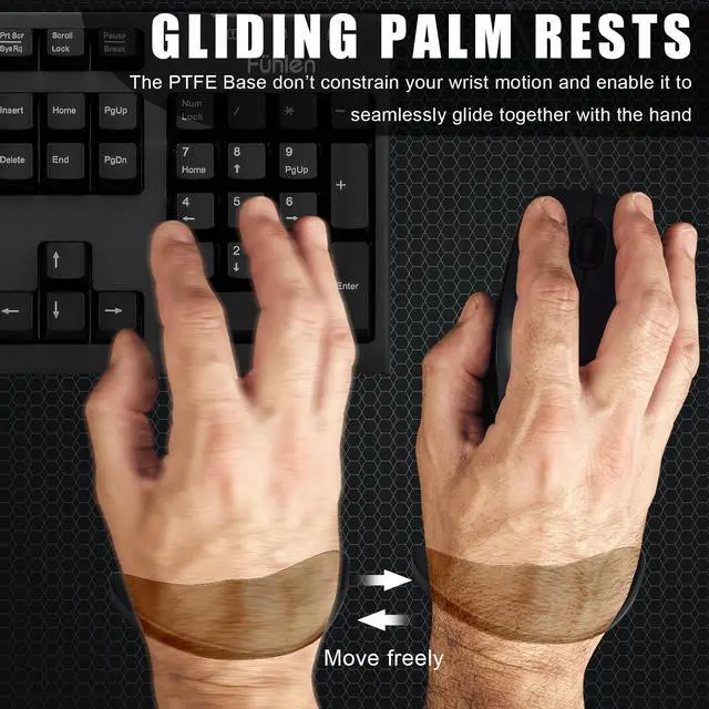 Alt view image 2 of 7 - Right-Handed Truly Ergonomic Wrist Rest for Mouse 2 Pack, Carpal Tunnel Support, Pain Relief, Anti-Fatigue, Easy Glide, Office Computer Laptop Gaming Black