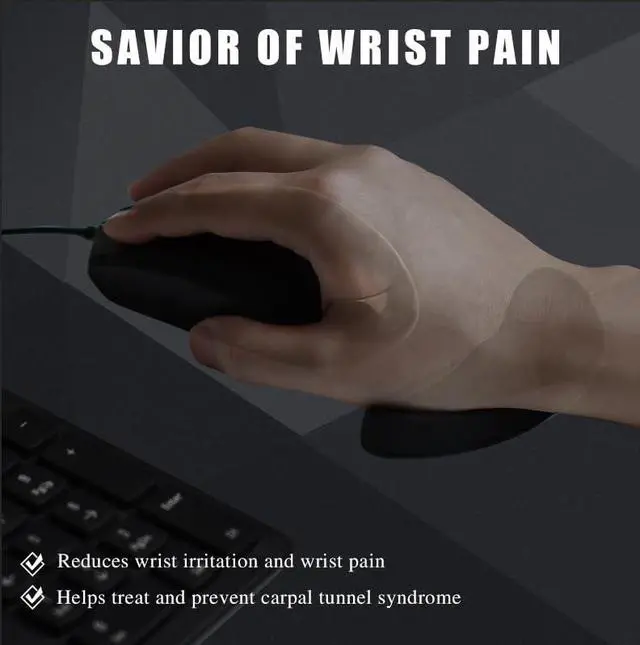 Alt view image 6 of 7 - Right-Handed Truly Ergonomic Wrist Rest for Mouse 2 Pack, Carpal Tunnel Support, Pain Relief, Anti-Fatigue, Easy Glide, Office Computer Laptop Gaming Black