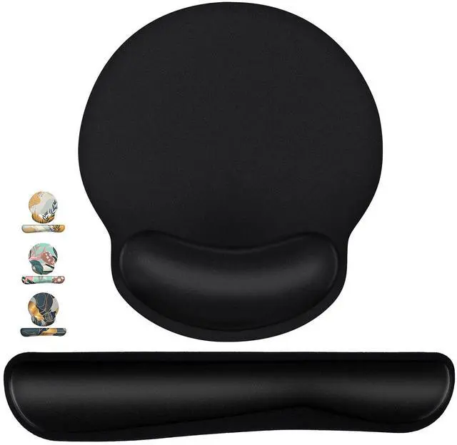 Main image of Mouse Pad and Keyboard Wrist Rest- Ergonomic Wrist Pad for Computer Keyboard and Mouse Pad, Memory Foam Wrist Support for Comfy Typing (Mouse pad Set, Classic Black)