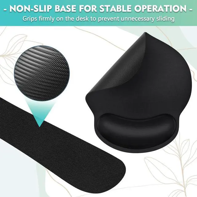 Alt view image 5 of 6 - Mouse Pad and Keyboard Wrist Rest- Ergonomic Wrist Pad for Computer Keyboard and Mouse Pad, Memory Foam Wrist Support for Comfy Typing (Mouse pad Set, Classic Black)