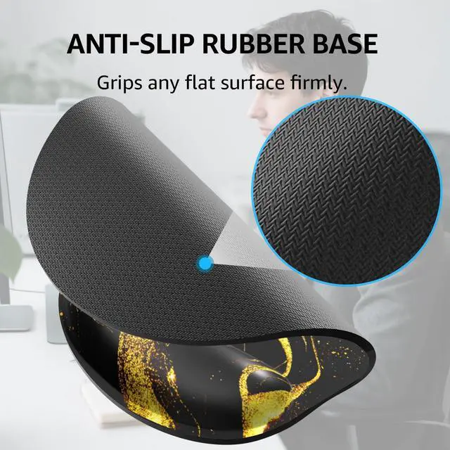 Alt view image 4 of 6 - Ergonomic Keyboard Wrist Rest, Memory Foam Mouse Pad with Wrist Rest for Computer Keyboard, Mouse Pad Set for Easy Typing & Pain Relief for Office & Home, Black Gold