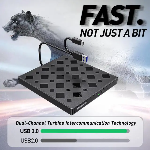 Alt view image 2 of 7 - External CD/DVD Drive for Laptop Mac, USB 3.0 & Type-C 8-in-1 Portable CD Burner/Player/Reader Plug & Play DVD Drive, Compatible with Windows 11/10/8/7, Mac OS, MacBook Pro/Air, Linux