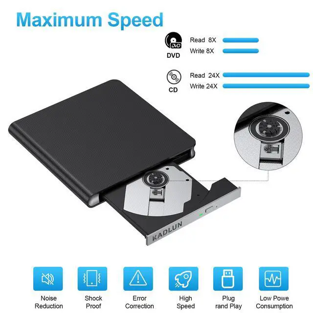 Alt view image 6 of 7 - External CD DVD Drive for Laptop USB 3.0 USB C CD Burner External DVD Drive Portable CD ROM Burner Reader Writer Drive External DVD Player for Laptop Desktop PC Windows 11/10/8/7 MacBook Mac OS Linux