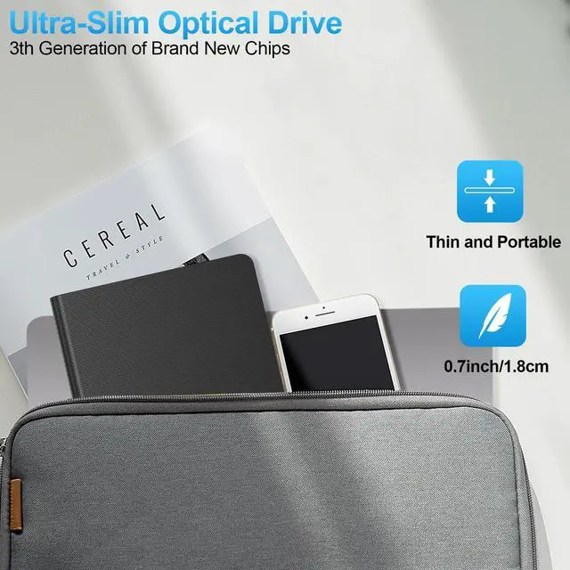 Alt view image 7 of 7 - External CD DVD Drive for Laptop USB 3.0 USB C CD Burner External DVD Drive Portable CD ROM Burner Reader Writer Drive External DVD Player for Laptop Desktop PC Windows 11/10/8/7 MacBook Mac OS Linux