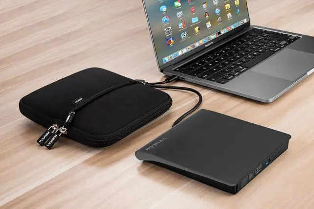 Alt view image 6 of 7 - External CD DVD +/-RW Drive for Laptop Mac, USB 3.0 & USB-C CD DVD Disc Reader Writer Burner CD-ROM Portable DVD Player with Carrying Case for Windows 11/10 PC MacBook Pro Linux Computer