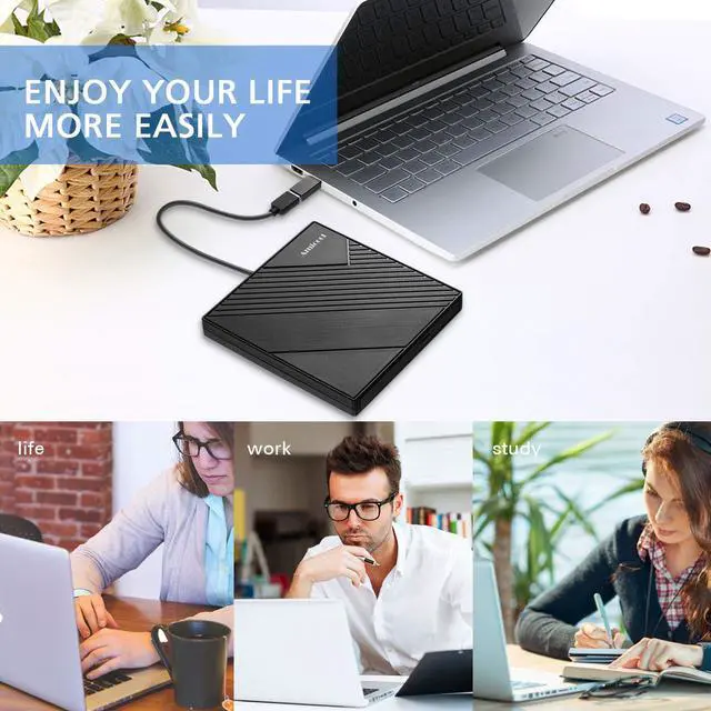 Alt view image 7 of 7 - External DVD Drive USB 3.0 USB C CD Burner CD/DVD +/-RW Optical Drive, Slim Portable DVD CD ROM Rewriter Writer Duplicator for Laptop Desktop PC Windows 11/10/8/7 MacBook Mac Linux OS Apple