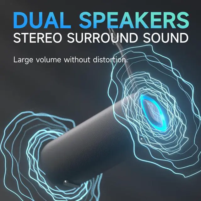 Alt view image 3 of 6 - Bluetooth Speaker, Wireless Bluetooth Speaker with Clear Loud Stereo Sound, IPX5 Waterproof Speakers with RGB Lights, BT5.3, Long Playtime, TWS Pairing for Home Outdoor Party Beach Travel