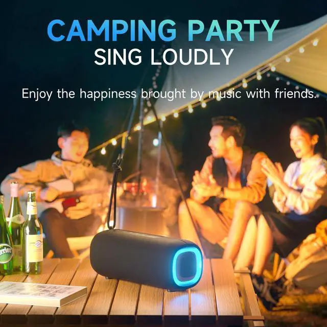 Alt view image 5 of 6 - Bluetooth Speaker, Wireless Bluetooth Speaker with Clear Loud Stereo Sound, IPX5 Waterproof Speakers with RGB Lights, BT5.3, Long Playtime, TWS Pairing for Home Outdoor Party Beach Travel
