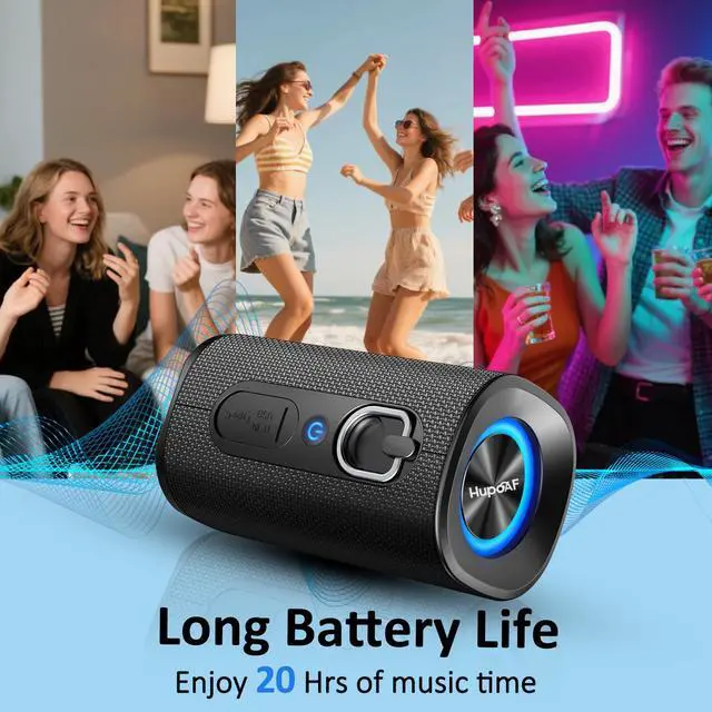 Alt view image 5 of 7 - Bluetooth 5.4 Speaker, 2026 Wireless Bluetooth Speaker with 20W Stereo Deep Bass, HD Call, Colorful RGB Lights, TF-Card USB, TWS Pairing, IP-X7 Waterproof for Travel Party Home Beach Indoor Outdoor
