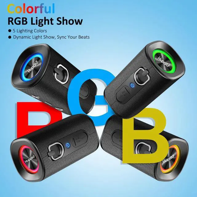 Alt view image 3 of 7 - Bluetooth 5.4 Speaker, 2026 Wireless Bluetooth Speaker with 20W Stereo Deep Bass, HD Call, Colorful RGB Lights, TF-Card USB, TWS Pairing, IP-X7 Waterproof for Travel Party Home Beach Indoor Outdoor