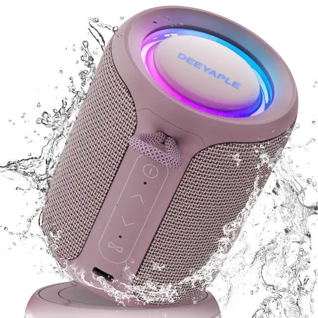 Main image of Bluetooth Speaker Wireless,IP67 Waterproof & Dustproof Portable Speaker with Lights,15W Loud Stereo Sound, 2500mAh Battery All Day Playtime, TWS Pairing, BT5.3, Home/Party/Outdoor/Beach (Dusty Pink)