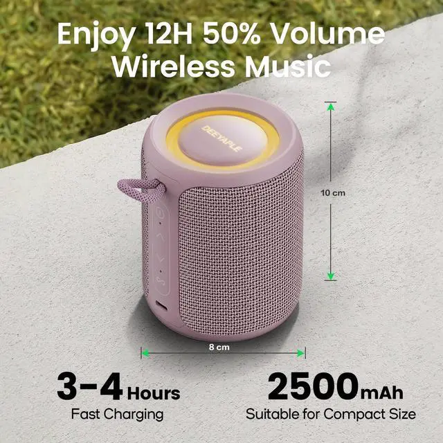 Alt view image 3 of 7 - Bluetooth Speaker Wireless,IP67 Waterproof & Dustproof Portable Speaker with Lights,15W Loud Stereo Sound, 2500mAh Battery All Day Playtime, TWS Pairing, BT5.3, Home/Party/Outdoor/Beach (Dusty Pink)