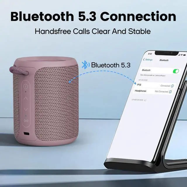 Alt view image 4 of 7 - Bluetooth Speaker Wireless,IP67 Waterproof & Dustproof Portable Speaker with Lights,15W Loud Stereo Sound, 2500mAh Battery All Day Playtime, TWS Pairing, BT5.3, Home/Party/Outdoor/Beach (Dusty Pink)