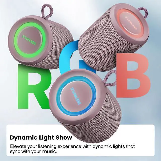 Alt view image 5 of 7 - Bluetooth Speaker Wireless,IP67 Waterproof & Dustproof Portable Speaker with Lights,15W Loud Stereo Sound, 2500mAh Battery All Day Playtime, TWS Pairing, BT5.3, Home/Party/Outdoor/Beach (Dusty Pink)