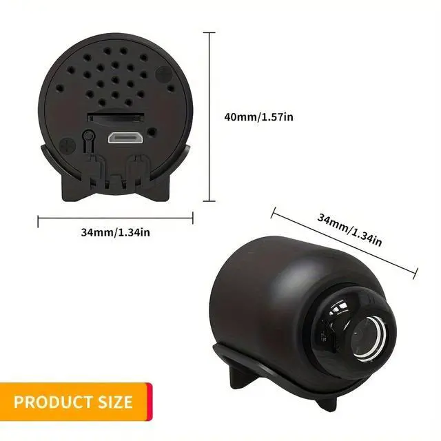 Alt view image 4 of 6 - Wireless Camera Hidden Cameras, Mini Nanny Cam Smart Home, Small Indoor Outdoor Camera with Remote View, Compatible with Android and iOS, Baby, Pet Monitor, Car Guard(Video Only)