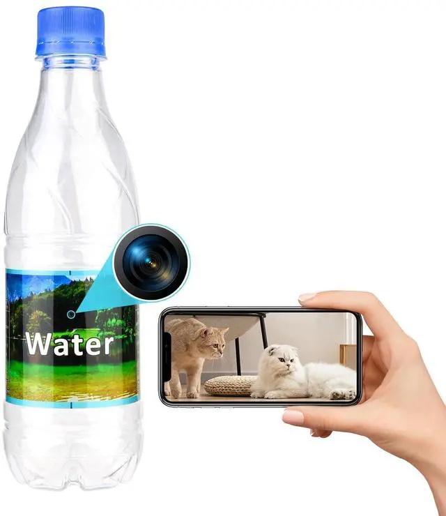 Main image of Hidden Camera Bottle - Mini Camera - Wireless Nanny Cam - Full HD - Indoor Home Security-No WiFi