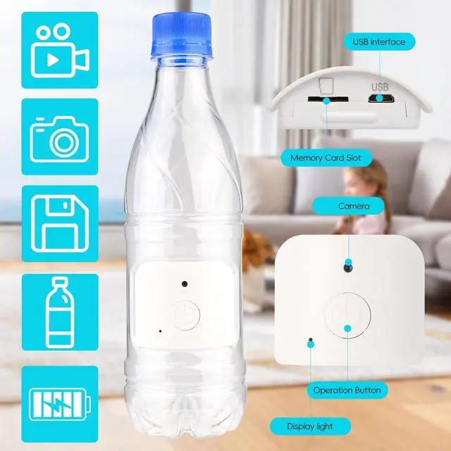 Alt view image 4 of 5 - Hidden Camera Bottle - Mini Camera - Wireless Nanny Cam - Full HD - Indoor Home Security-No WiFi