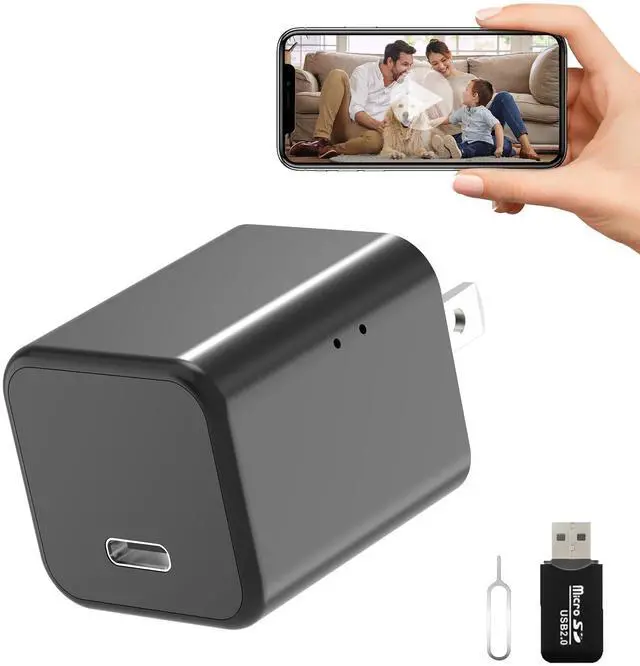 Main image of 1080P Camera Charger with 2.4Ghz/5Ghz WiFi - Wireless Mini Camera for Pets Nanny - Real Time Monitoring - Small Nanny Cam for Indoor Home Security